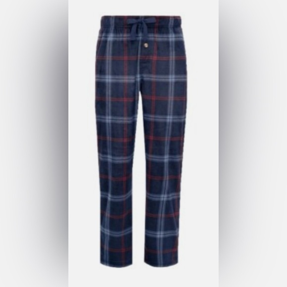 Fruit of the Loom Plaid Sleep Pants in Navy and Red - Picture 1 of 10